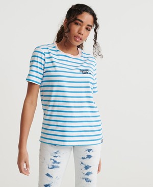 Superdry Dakota Stripe Graphic Női Pólók Világos Türkiz/Csíkok | YNZQG4016